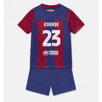 Camisa de time de futebol Barcelona Jules Kounde #23 Replicas 1º Equipamento Infantil 2023-24 Manga Curta (+ Calças curtas)